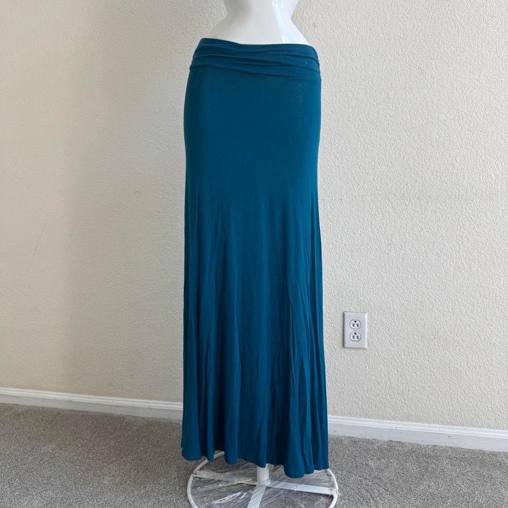 Made by Johnny teal maxi skirt with ruched waistband, size M